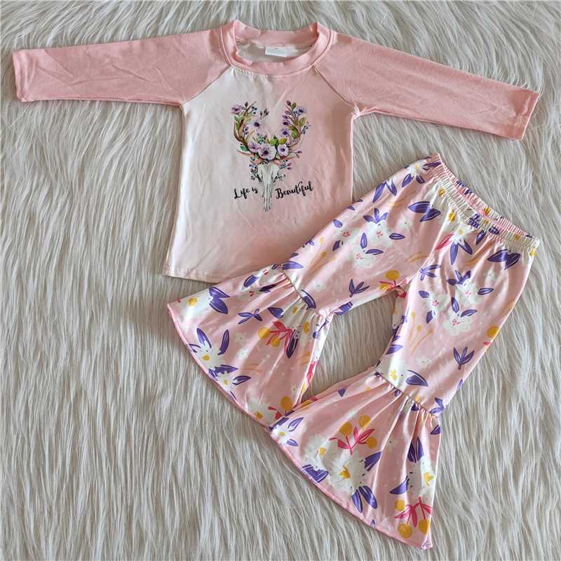 pink heifer flowers girl set