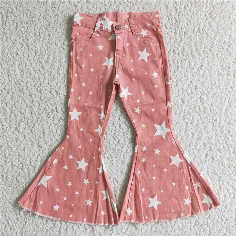 C14-11pink five-pointed star blue Bell  Jeans