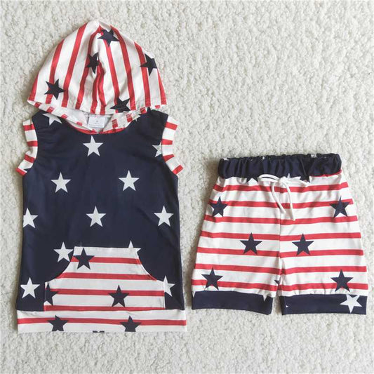 C14-23 Stars and Stripes Sleeveless Boys Hoodie