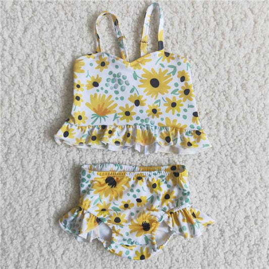 C14-19 2pcs flower pattern swimsuit girls clothes