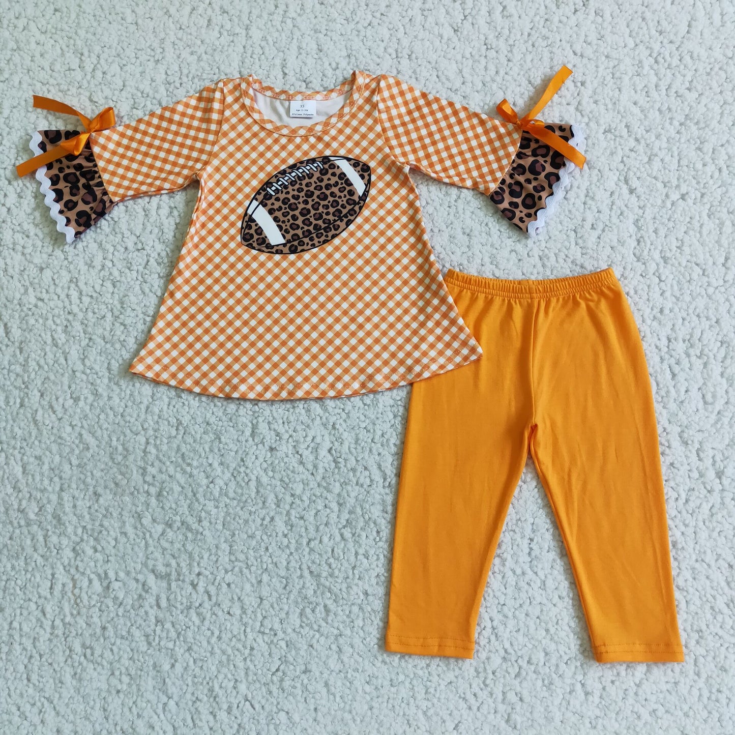 6 A7-14 girls outfit long sleeve and long pants football print