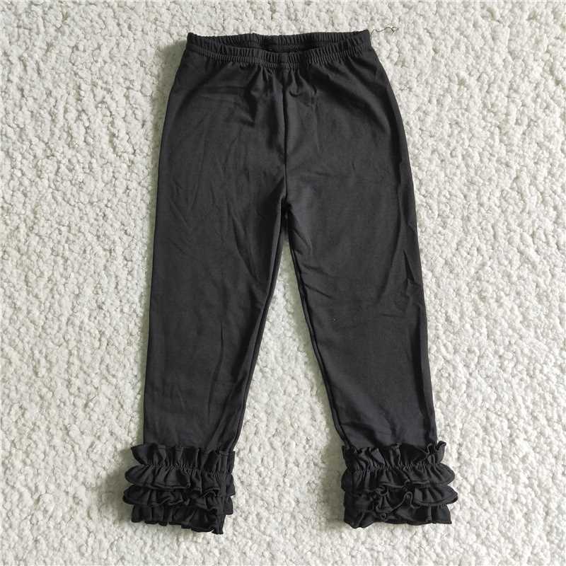 E3-26 Girls Black Ruffles Long Pants