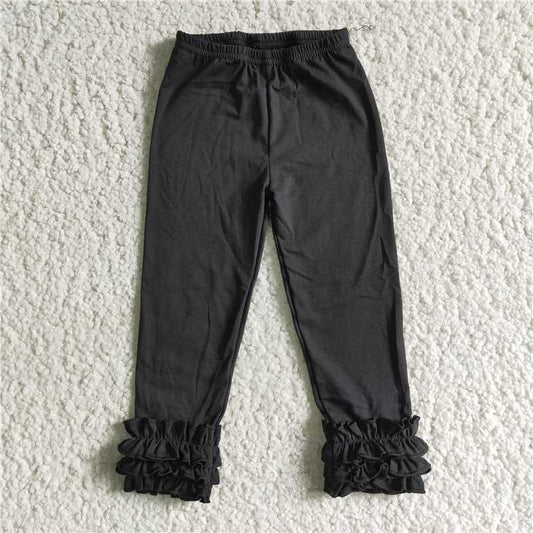 E3-26 Girls Black Ruffles Long Pants