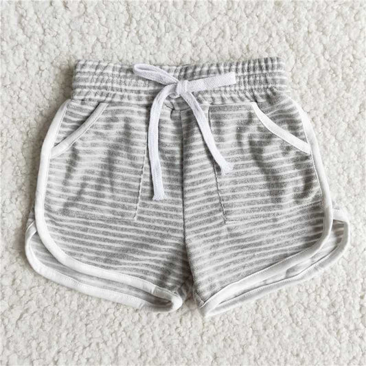 Grey Pinstripe Pocket Shorts
