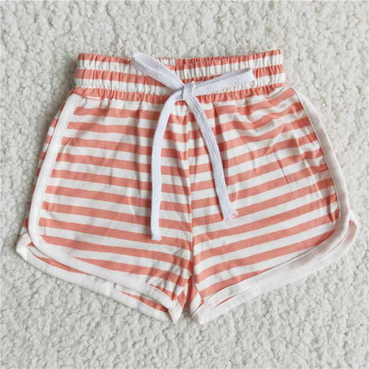 Nude Pink Wide Stripe Lace-Up Shorts
