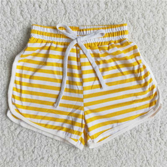 Yellow Wide Stripe Lace-Up Shorts