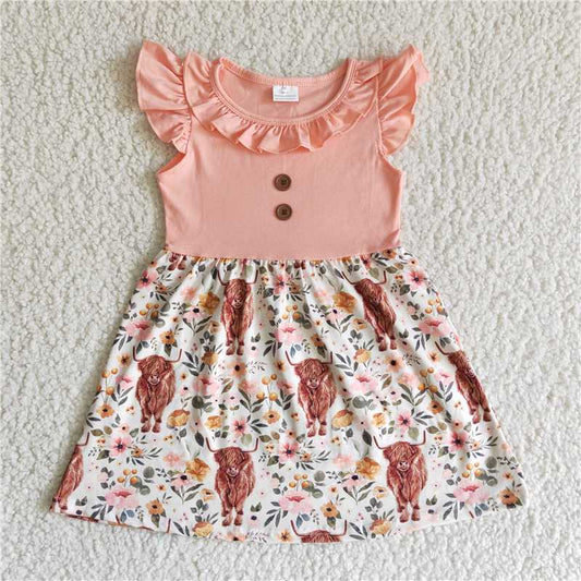 Cow Flower Pink Flying Sleeve Skirt B13-30  B13-30