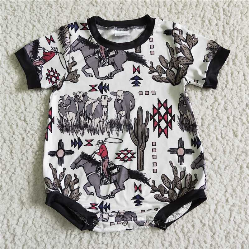 SR0013 baby clothing cow print short sleeve bodysuit milk silk baby romper