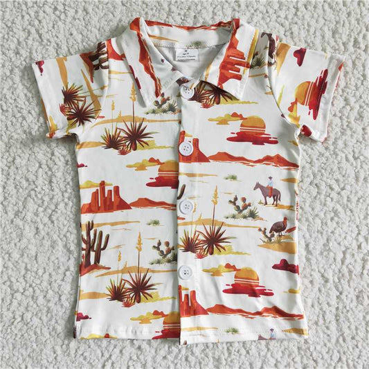 BT0015 Boys Cow Print Shirt Top