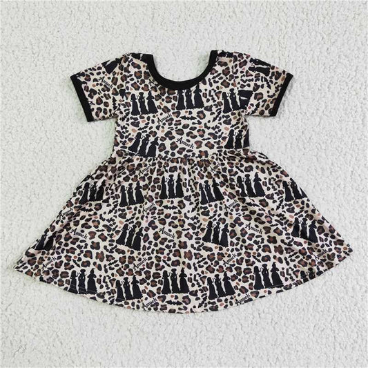 GSD0105 Halloween Leopard Print Short Sleeve Dress