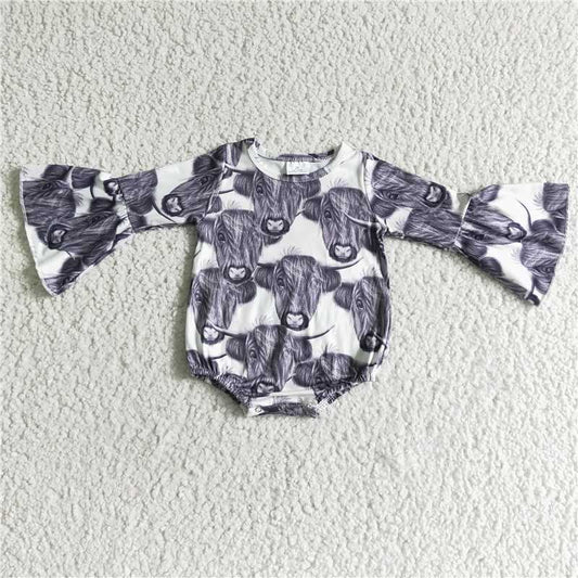 LR0017 baby clothing long sleeve bodysuit milk silk baby romper cow print