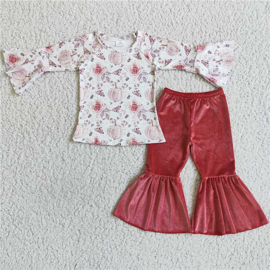 GLP0040 girls clothing long sleeve long pants  baby girl outfit milk silk Halloween holiday