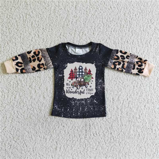 BT0037 boys christms long sleeve t-shirt cartoon print