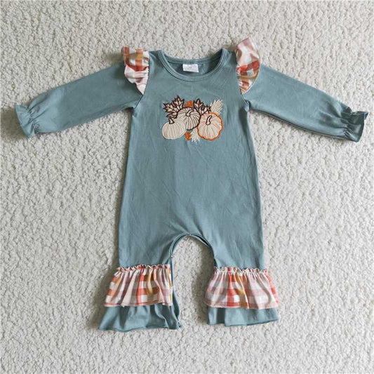 LR0105 Newborn girls romper pumpkin print long sleeves long pants  baby halloween clothing romper