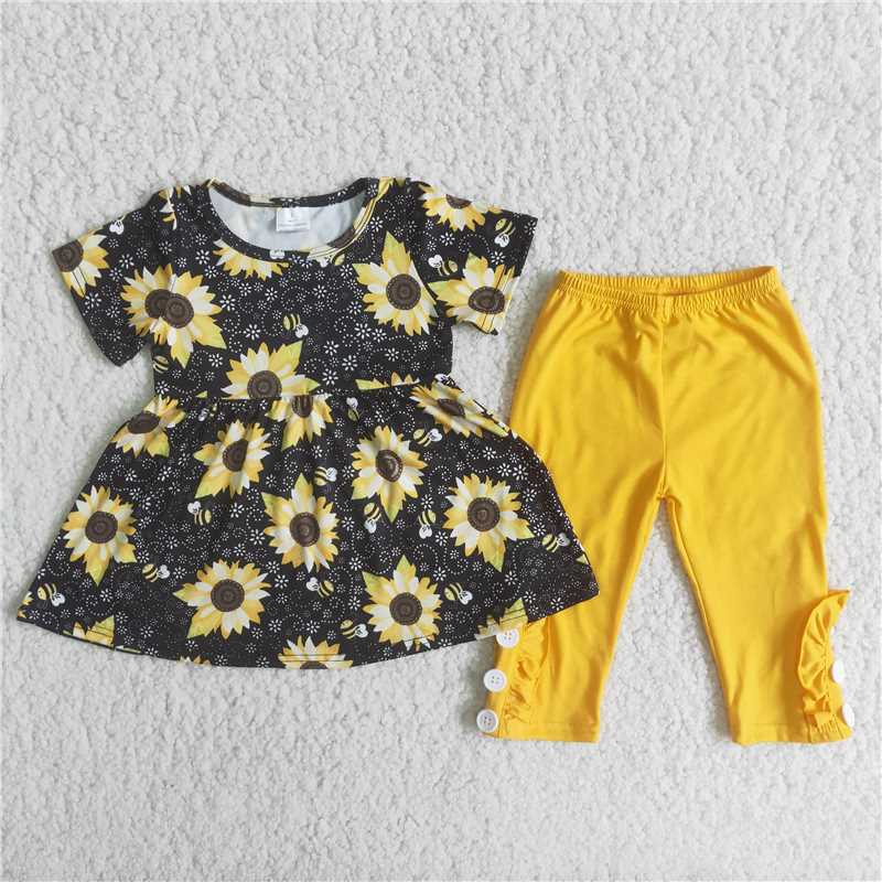 sun flower top with yellow pants outfits