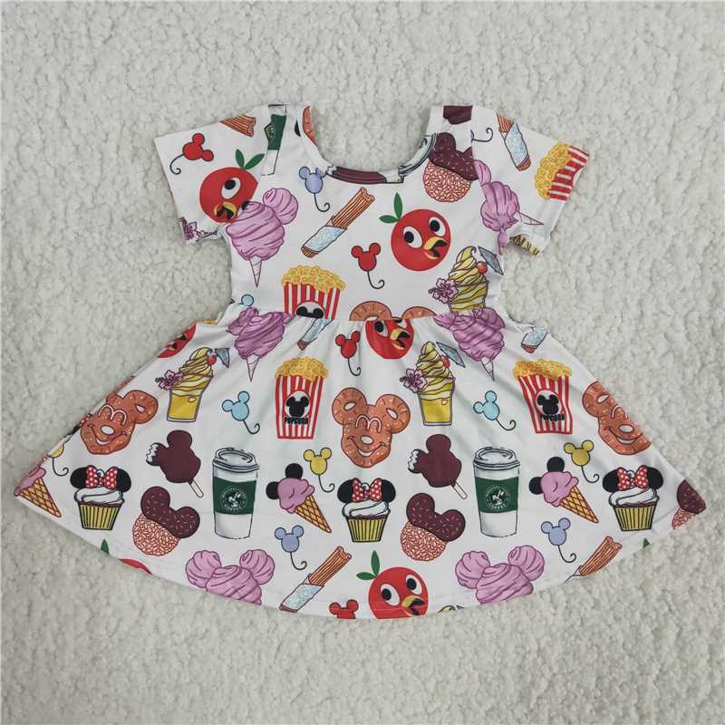 short sleeve dress coffee ice cream print