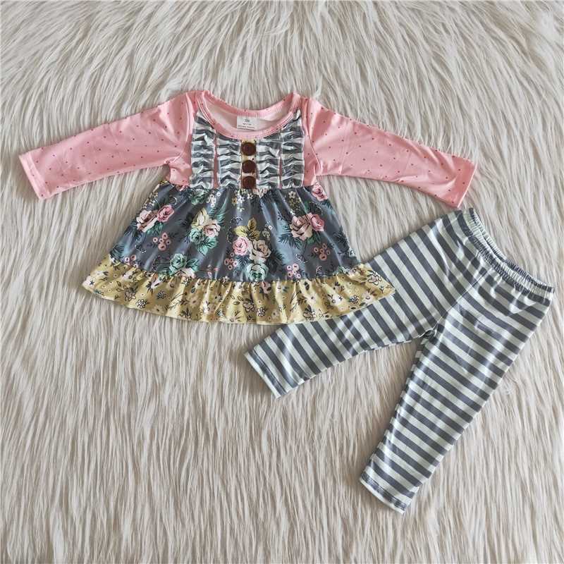 pink long sleeve girl's children outfit sets