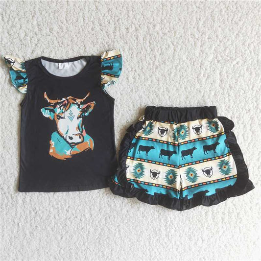 RTS NO MOQ C15-4 black heifer short pants set