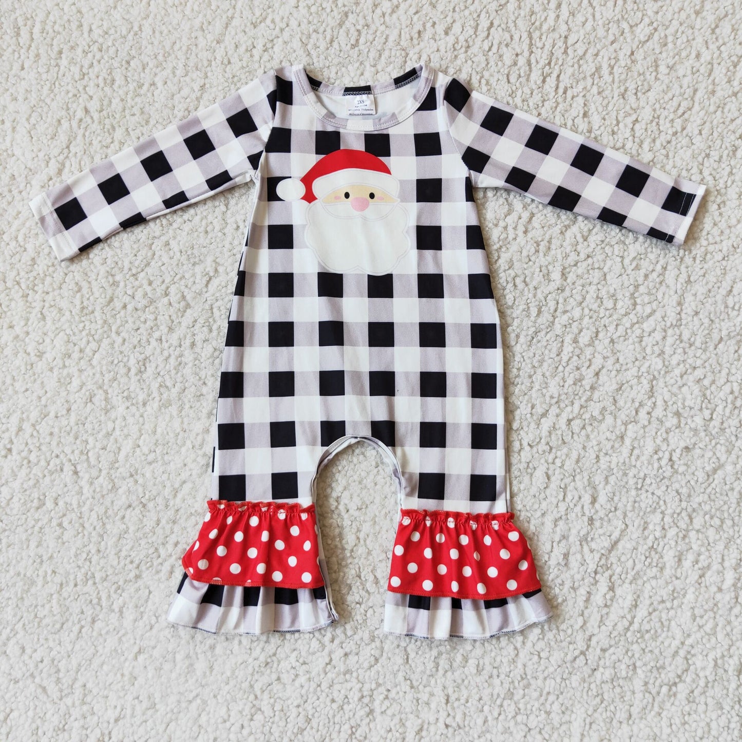 Christmas plaid santa design romper