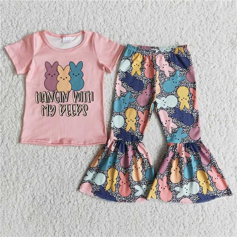 three rabbits bunny pattern long pants set