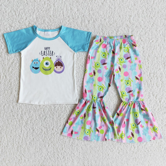 EASTER Short Sleeve Flared Pants Set