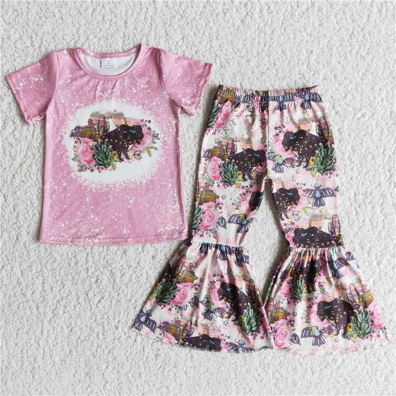 flowers heifer pattern long pants set