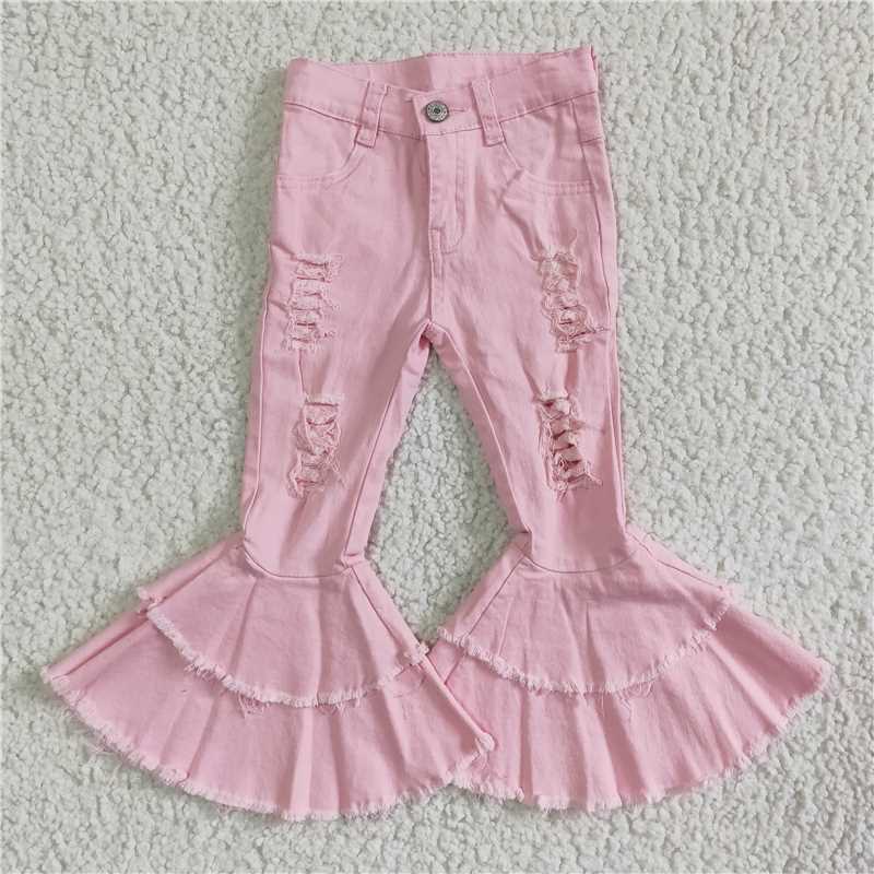 P0005  Hole Pink Bell  Jeans