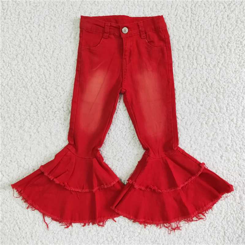 P0006 Red Double Bell Jeans