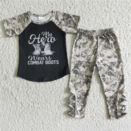 B11-24 COMBAT BOOTS GRAY SHORT SLEEVE LEGGING CAMO