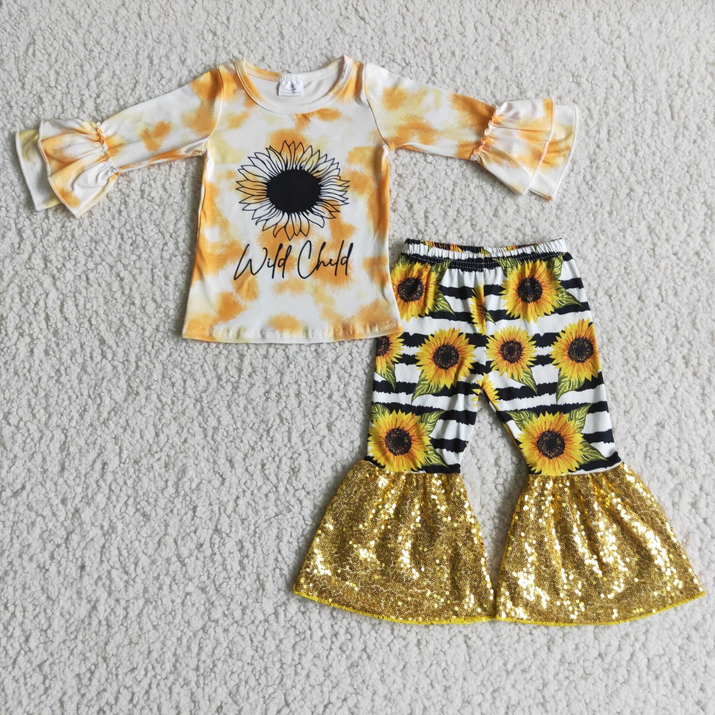 wild child sunflowers bell bottoms pants set