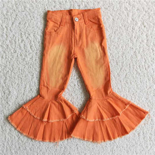 orange  denim bell pants