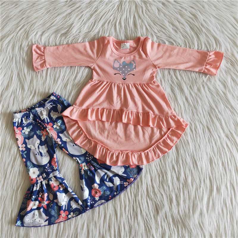 fox pink dress top flowers pants set