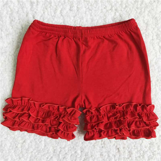 red  ruffle  icing shorts