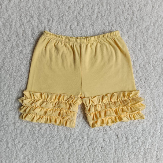 yellow   ruffle cotton   icing shorts