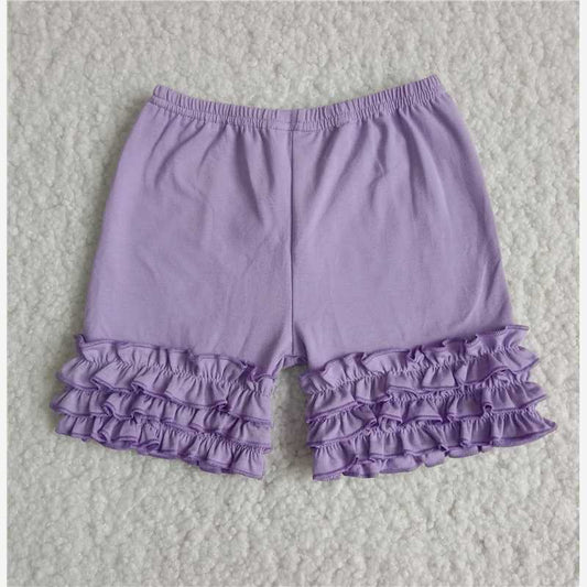 Purple    ruffle cotton   icing shorts
