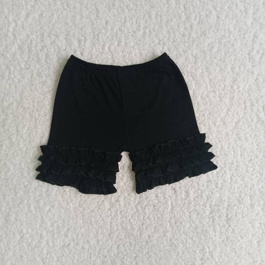 BLACK   ruffle cotton   icing shorts A16-3