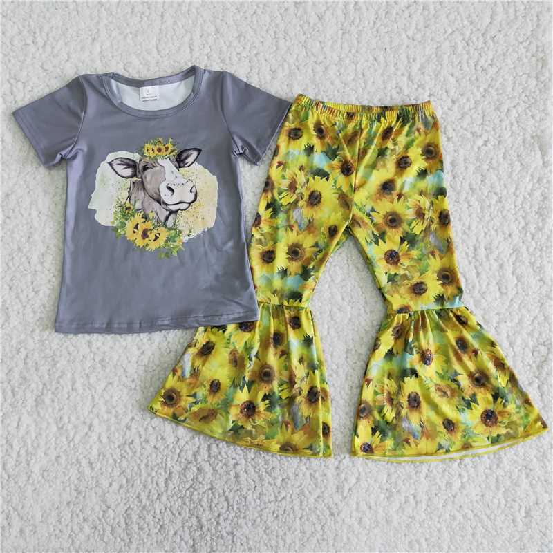 heifer sunflowers pattern long pants set