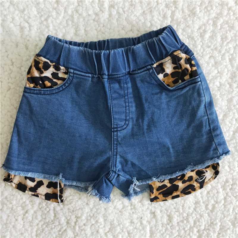 Leopard blue  Denim Shorts