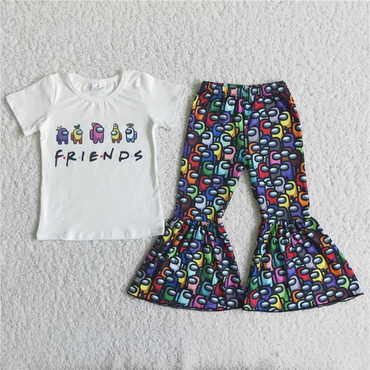 game friends  pattern long pants set