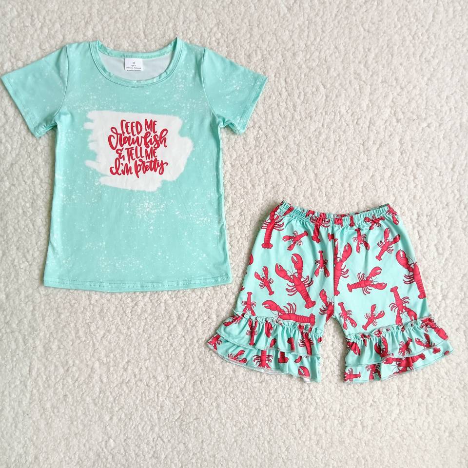 Girls alphabet lobster short sleeve suit