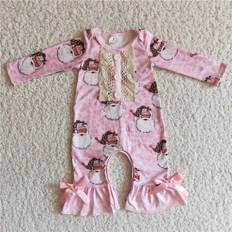 Christmas romper pink santa design