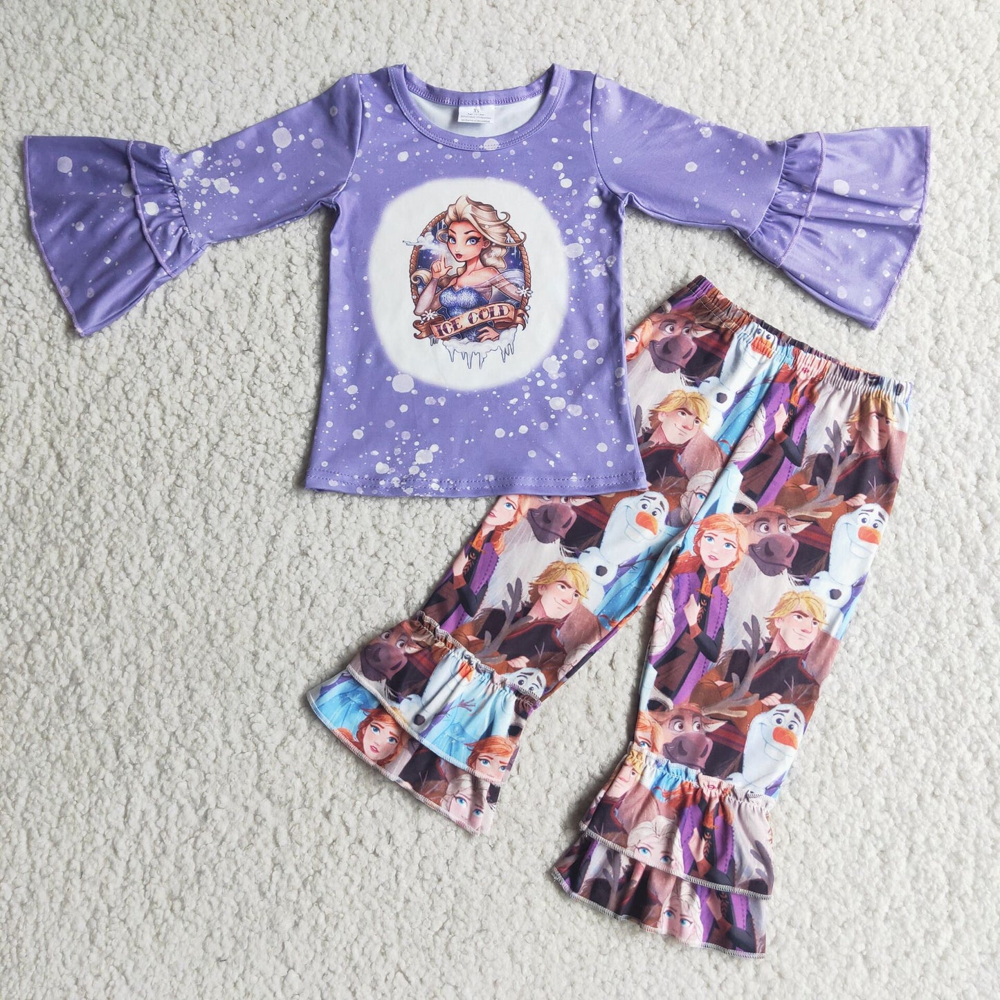 purple bleached shirt top girl set