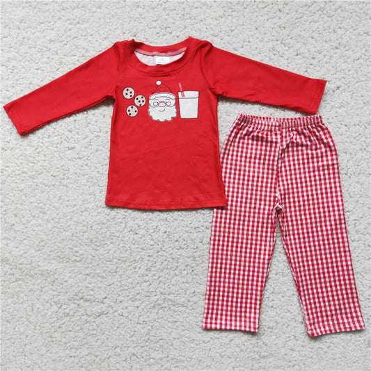 red Santa Claus Christmas pjs boys outfits