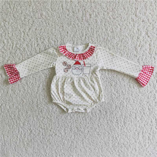 6 A18-12 baby christmas clothing Santa Claus print long sleeve bodysuit milk  silk baby romper