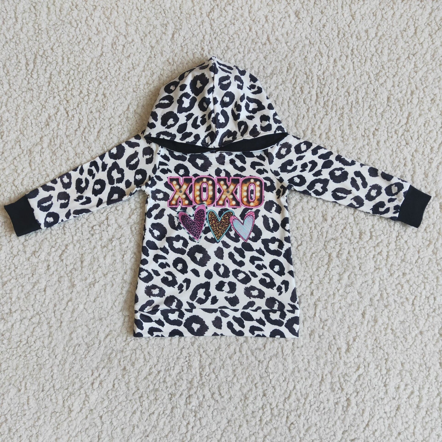 XOXO Valentine's Day Heart Leopard Print Hoodie