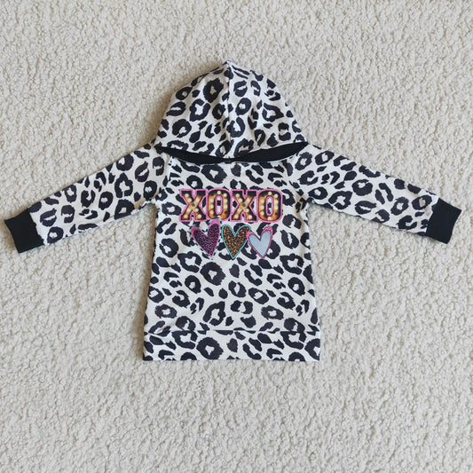 Valentine hoodie top leopard print