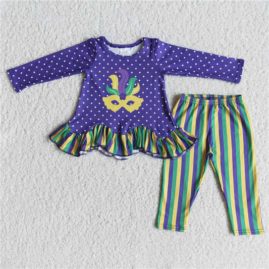 Carnival clothes colorful striped pants purple set