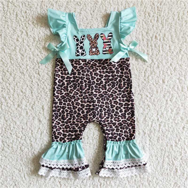 Easter Bunny Green Leopard Bodysuit