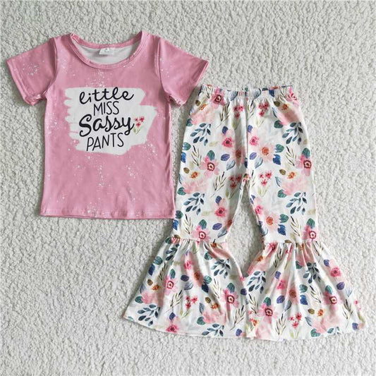 rts no moq GSPO0062 girls clothing flower print short sleeve long prints baby clothing milk silk