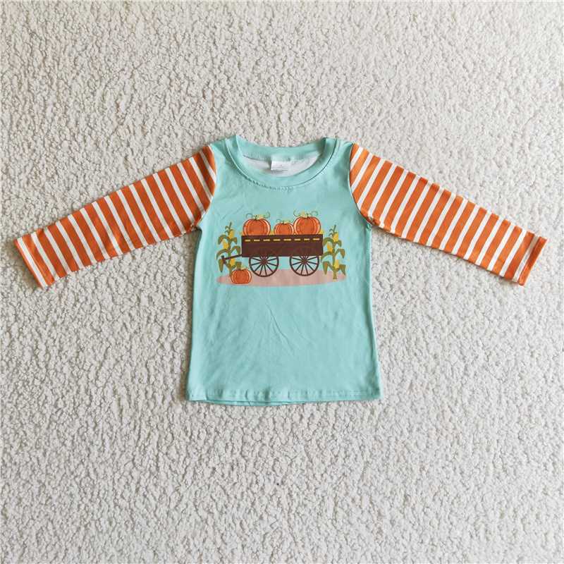 BT0030 Boy's Halloween Long Sleeve Top Pumpkin Print